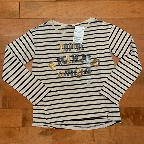 H&M long sleeve tee with sequin “friend” design - Picture 1 of 2